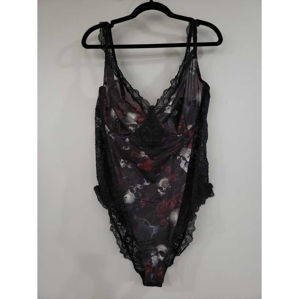 NWT 4XL Killstar Bodysuit Black Mesh Lace Skulls Roses Magnolia gothic romantic